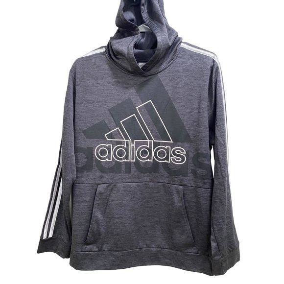Adidas Boys XL 18/20 Black/Grey Logo Hooded Sweatshirt‎ - Picture 1 of 3